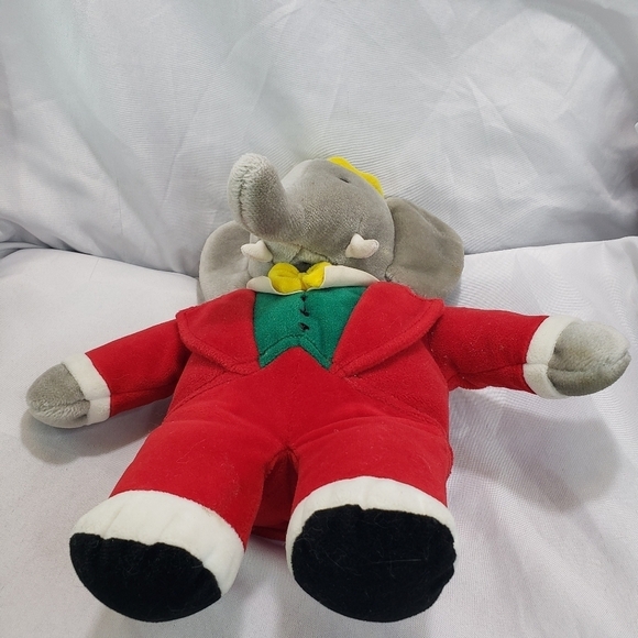 Vintage Babar Elephant King Plush Stuffed Toy Red Suit Gund 14 Inch 1988 Velour - Picture 4 of 9